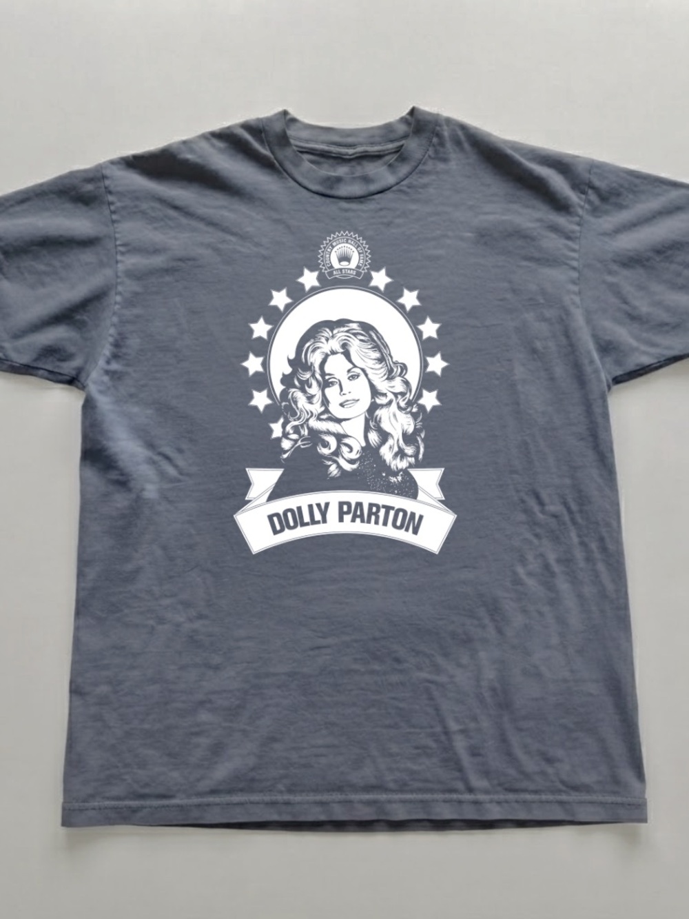 Charcoal Tee with White Dolly Parton Graphic